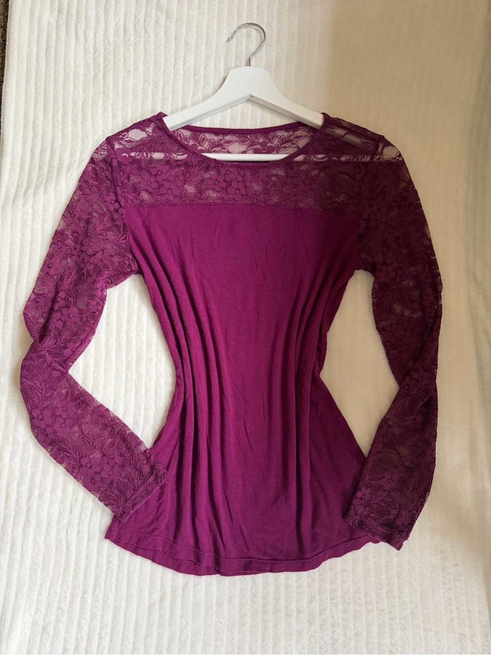 Simply Styled by Sears Purple Lace Long Sleeve Top S